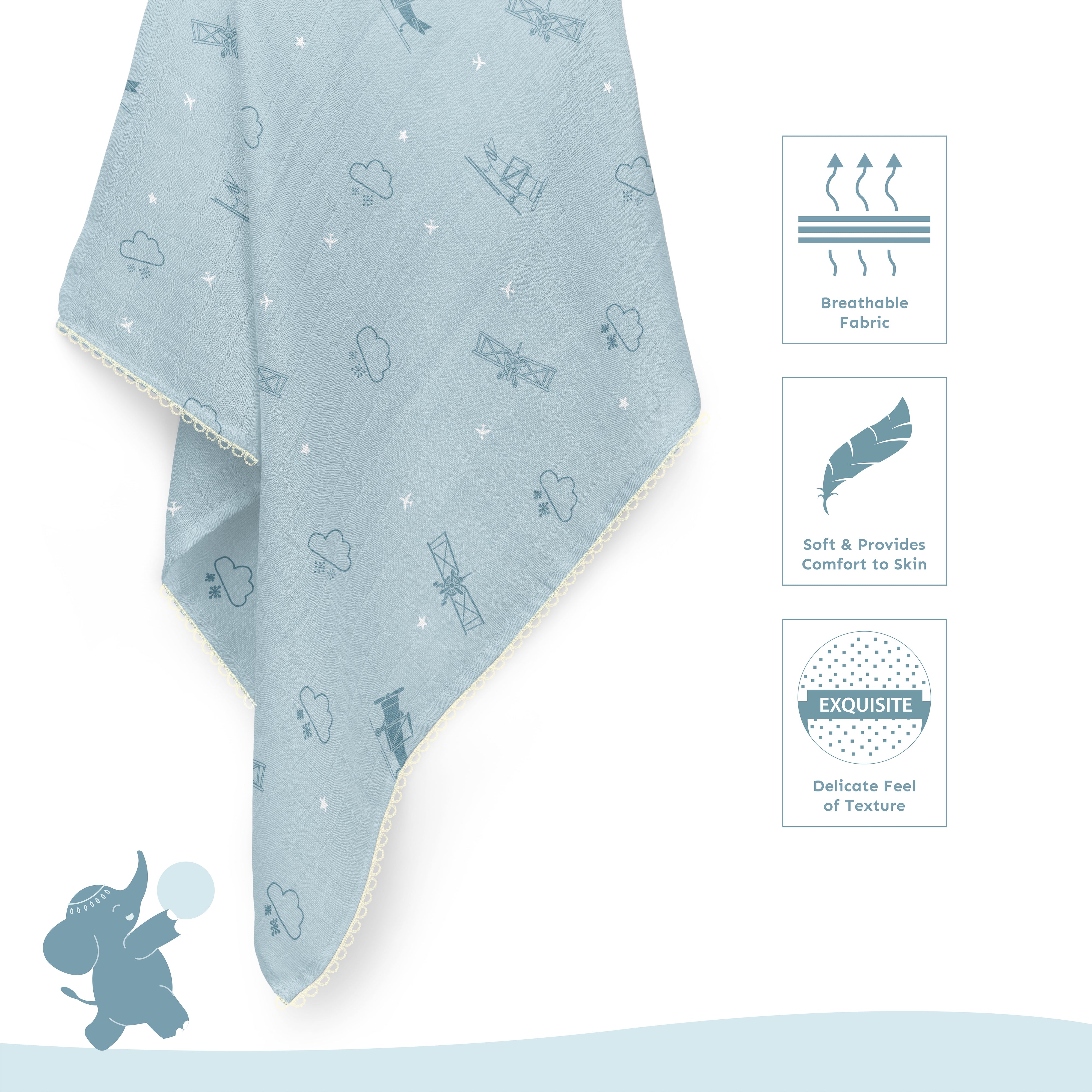 Two Layered Muslin Blanket / Aeroplane