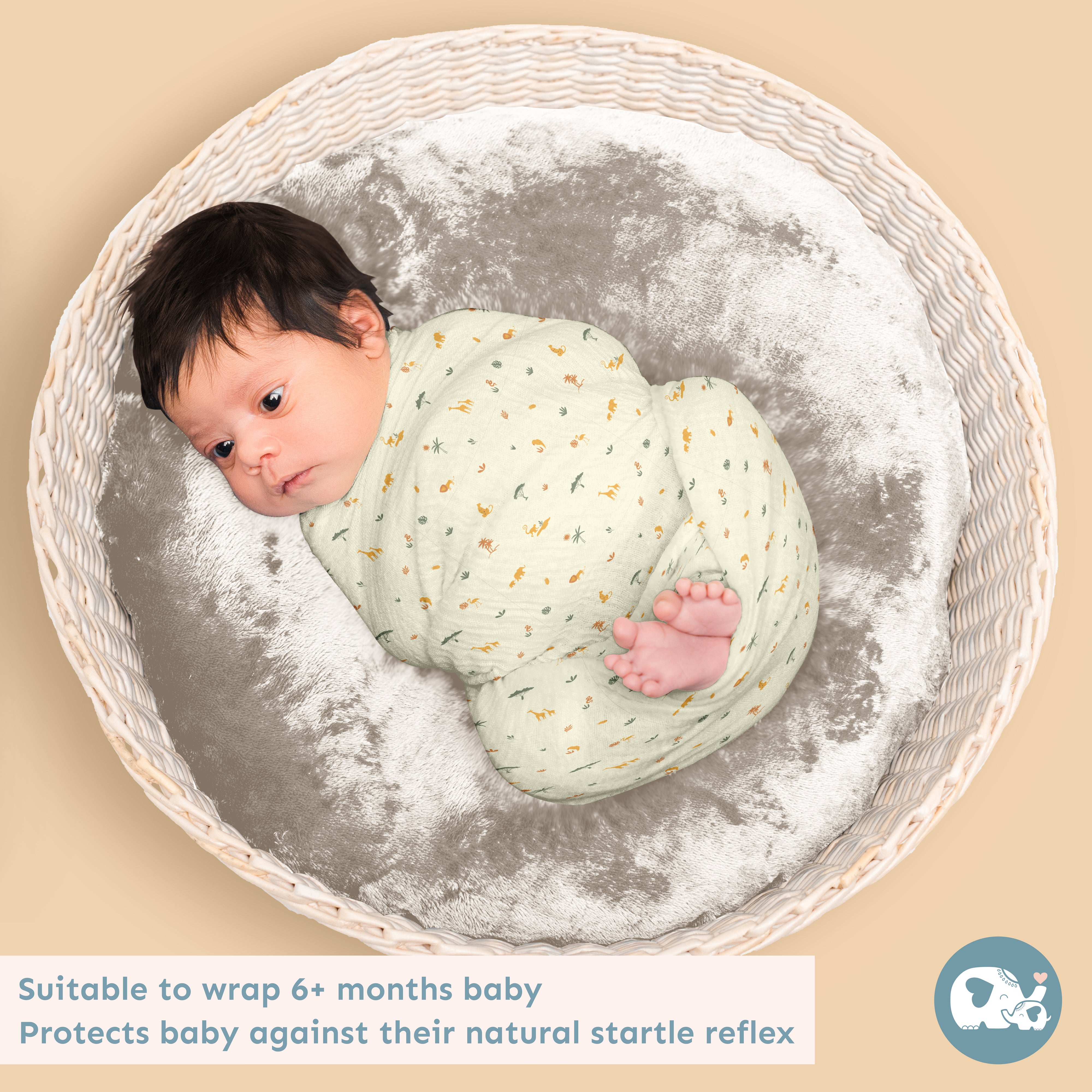Muslin Swaddles 110 x 110 Savanna / Aztec / Elephant