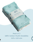 Muslin Swaddles 110 x 110 Sky / Sun / Aeroplane