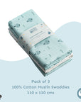Muslin Swaddles 110 x 110 Hot Air Balloon / Sky / Rainbow