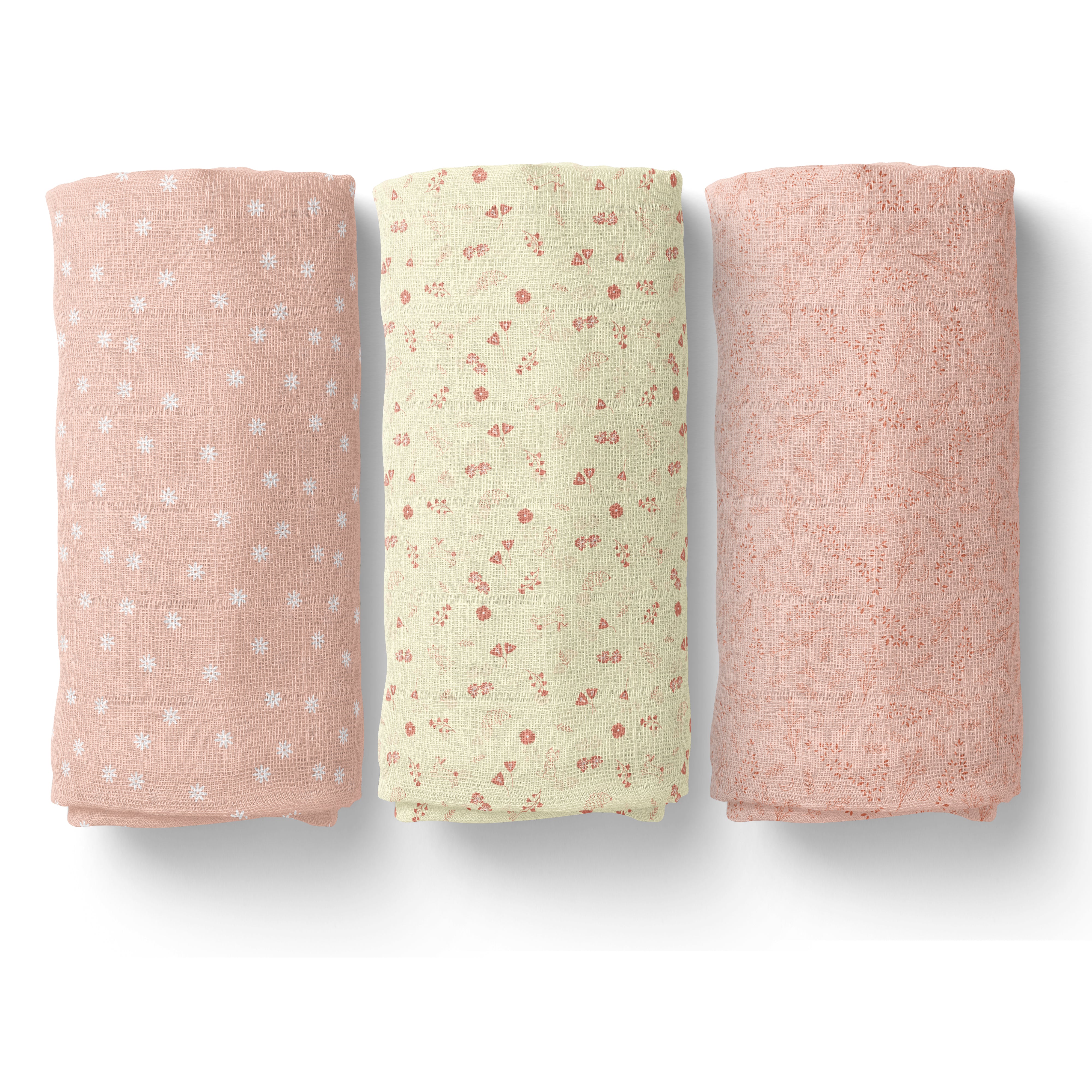 Muslin Swaddles 70 x 70 Hedgehog / Floral / Daisy