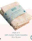 Muslin Swaddles 70 x 70 Hedgehog / Floral / Daisy