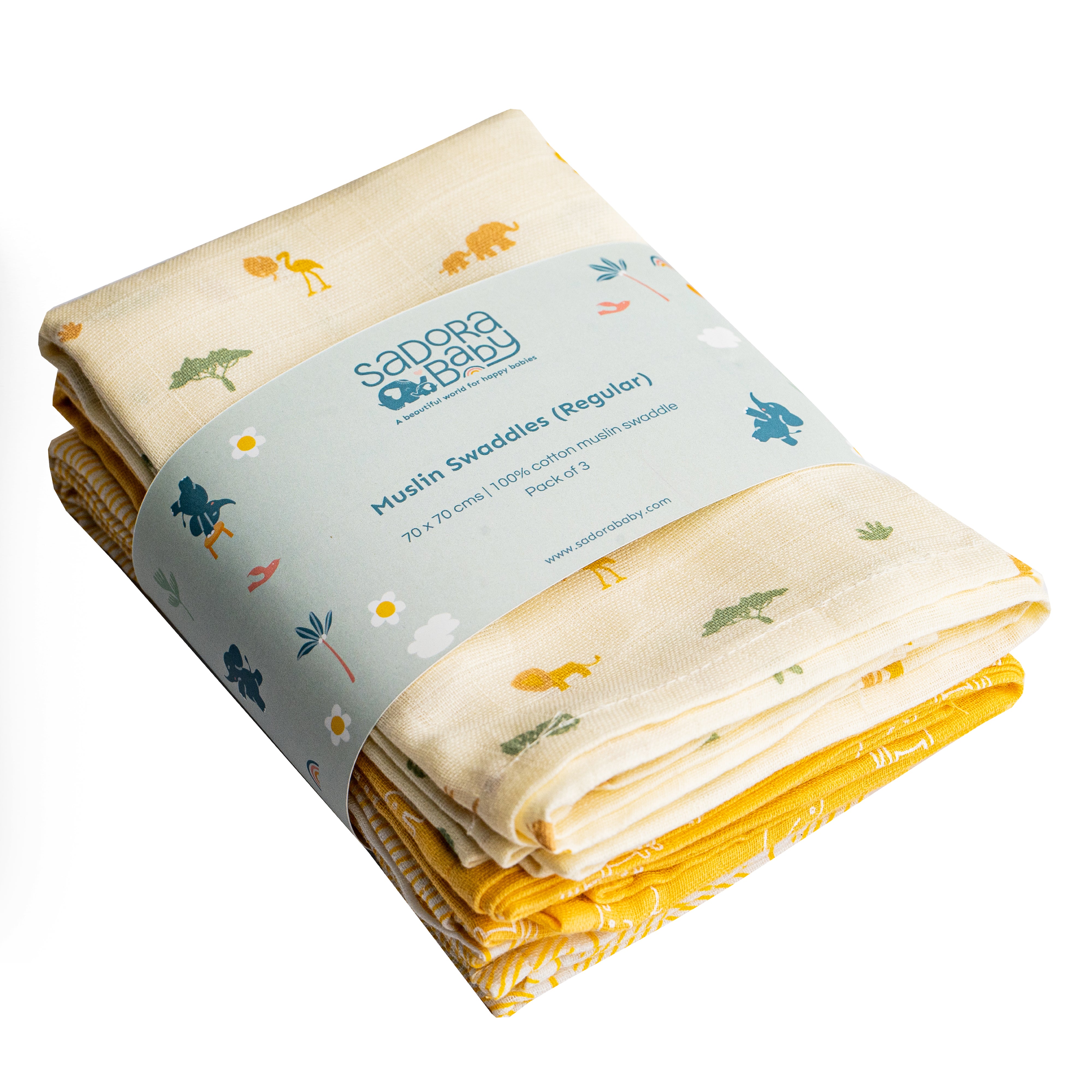 Muslin Swaddles 70 x 70 Savanna / Aztec / Elephant