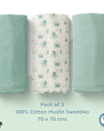 Muslin Swaddles 70 x 70 Waves / Mint / Undersea