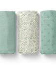 Muslin Swaddles 110 x 110 Mint / Starfish / Shells