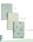 Muslin Swaddles 110 x 110 Mint / Starfish / Shells