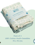 Muslin Swaddles 70 x 70 Mint / Starfish / Shells