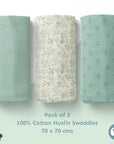 Muslin Swaddles 70 x 70 Mint / Starfish / Shells