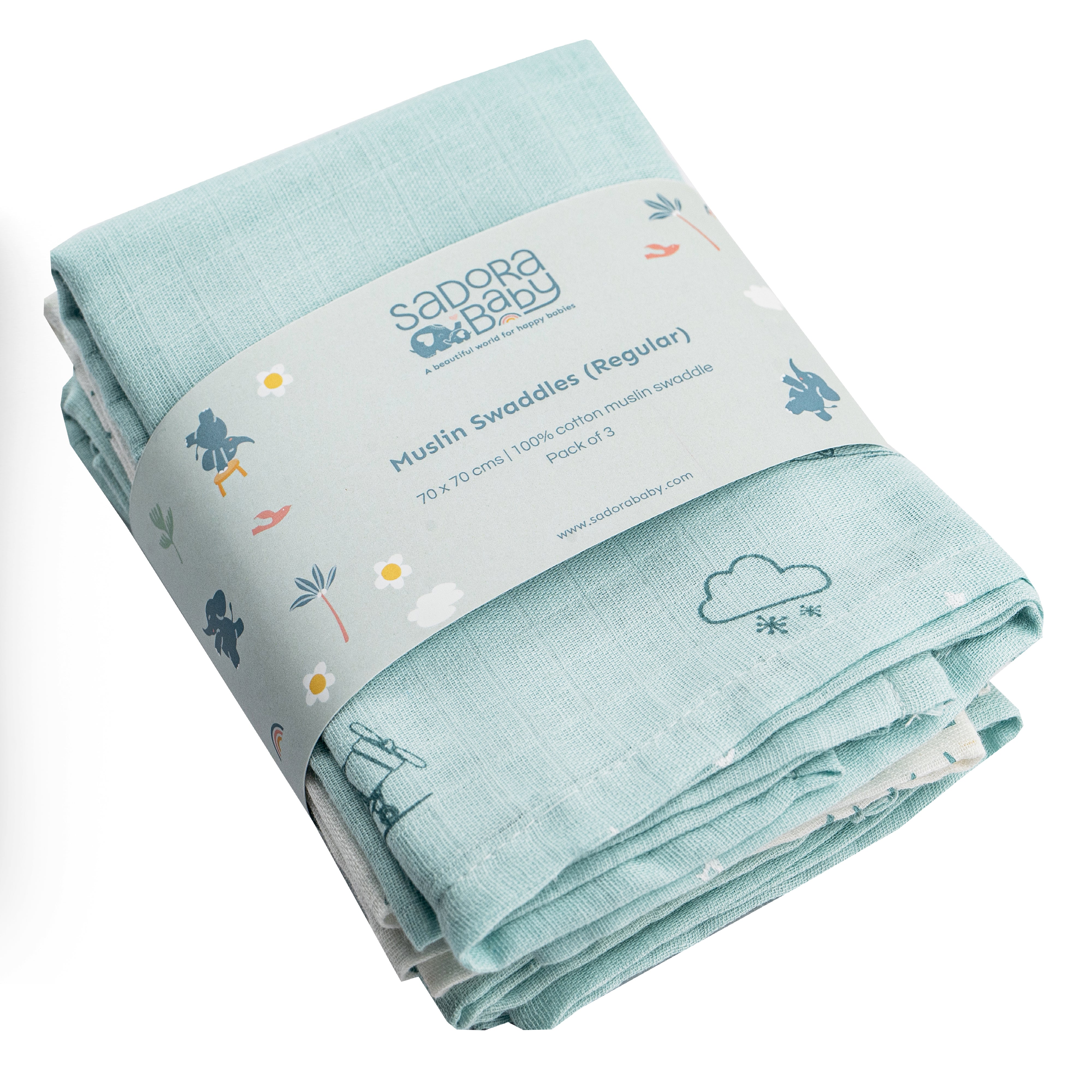 Muslin Swaddles 70 x 70 Aeroplane / Sun / Sky