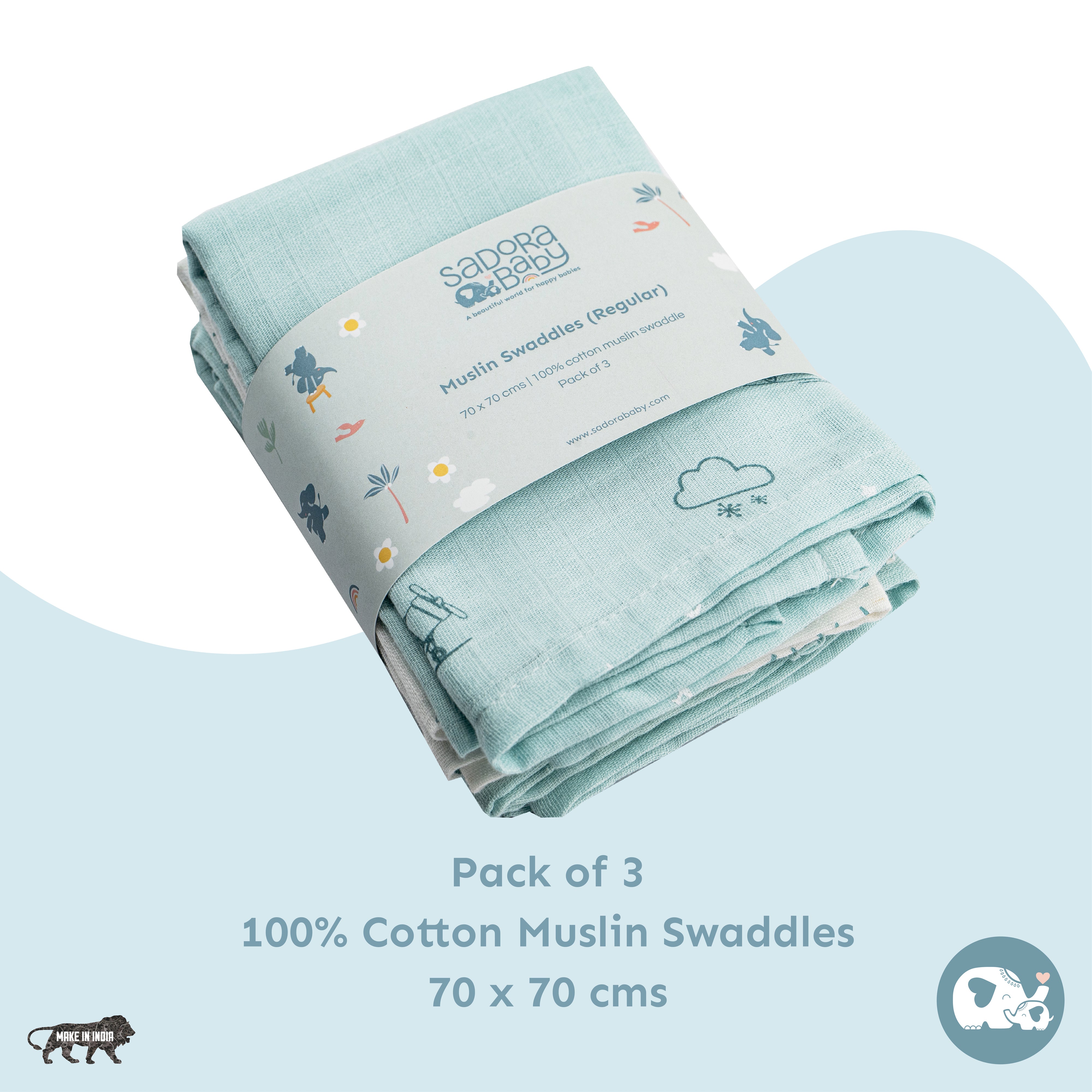 Muslin Swaddles 70 x 70 Aeroplane / Sun / Sky