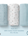 Muslin Swaddles 70 x 70 Hot Air Balloon / Rainbow / Sky