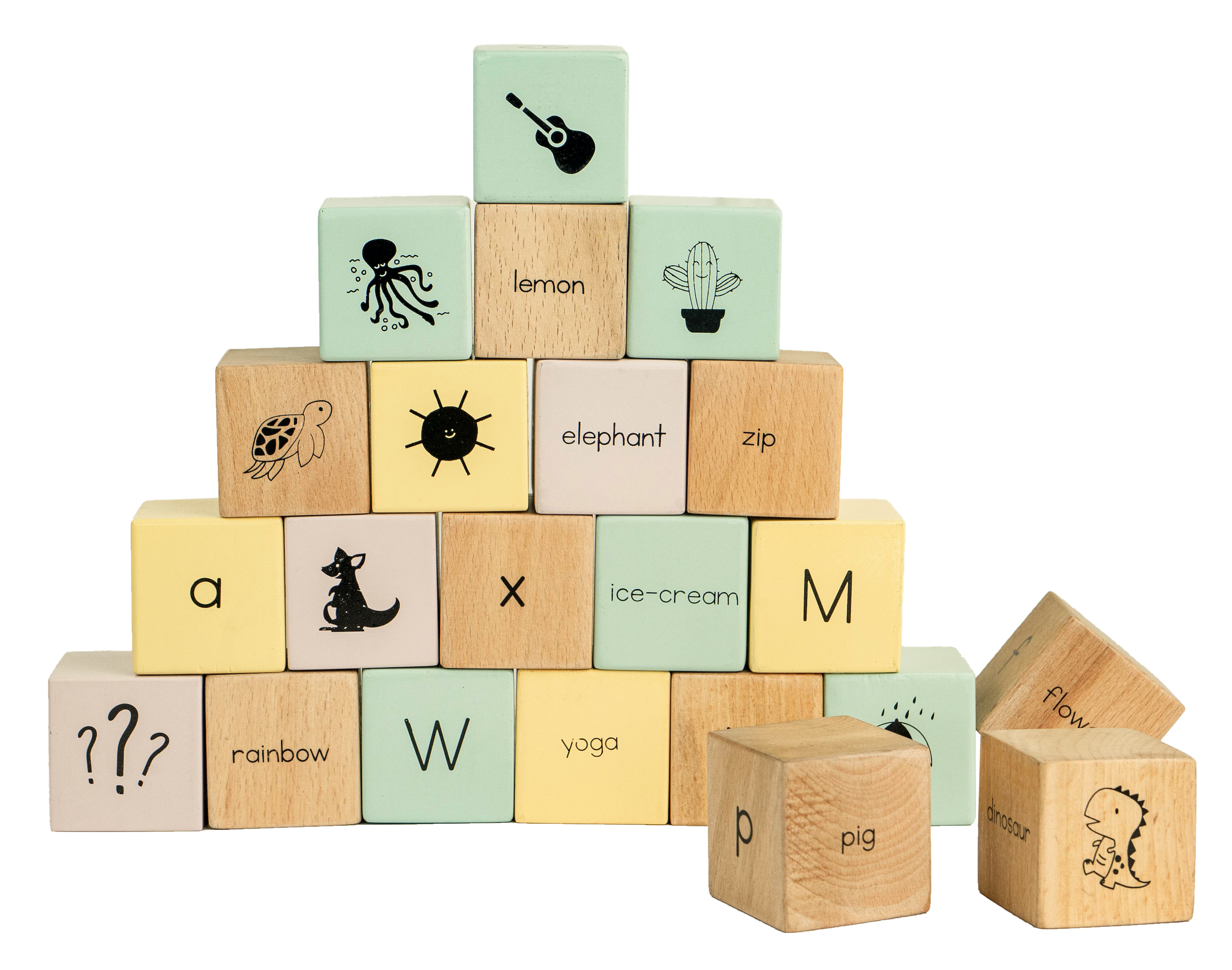 Wooden Learning Alphabet Building Blocks Toy