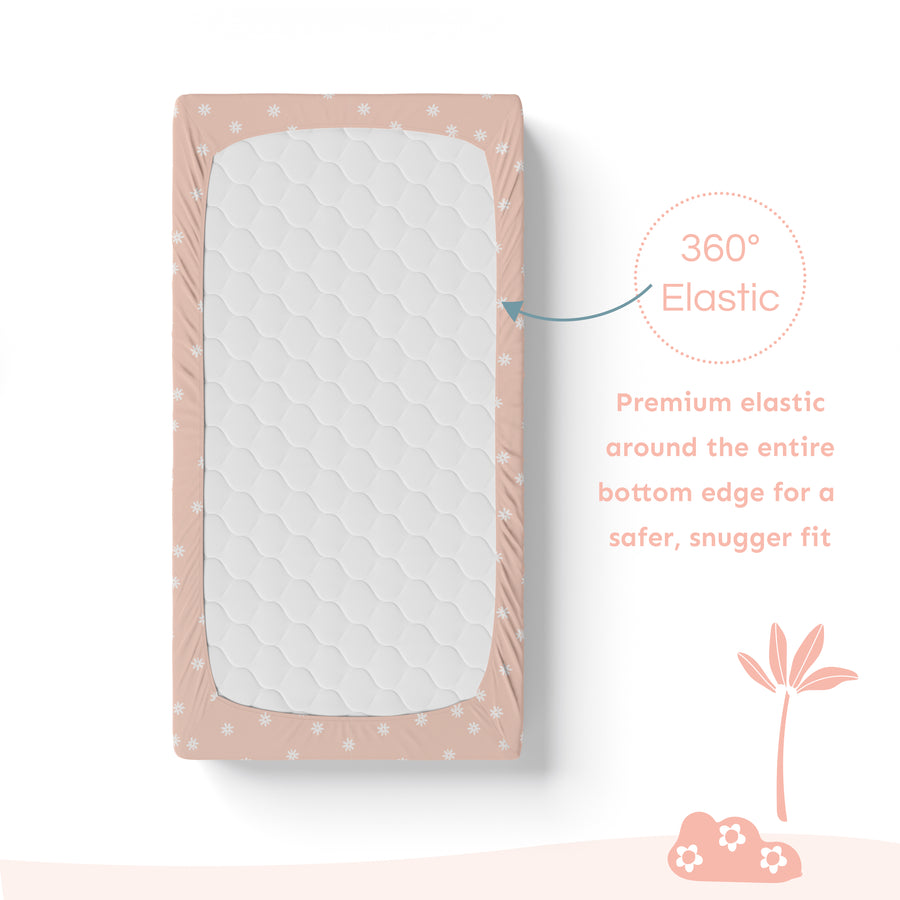 Buy Baby Cot Fitted Sheets / 140 x 80 / Blush Daisy Online Sadora Baby