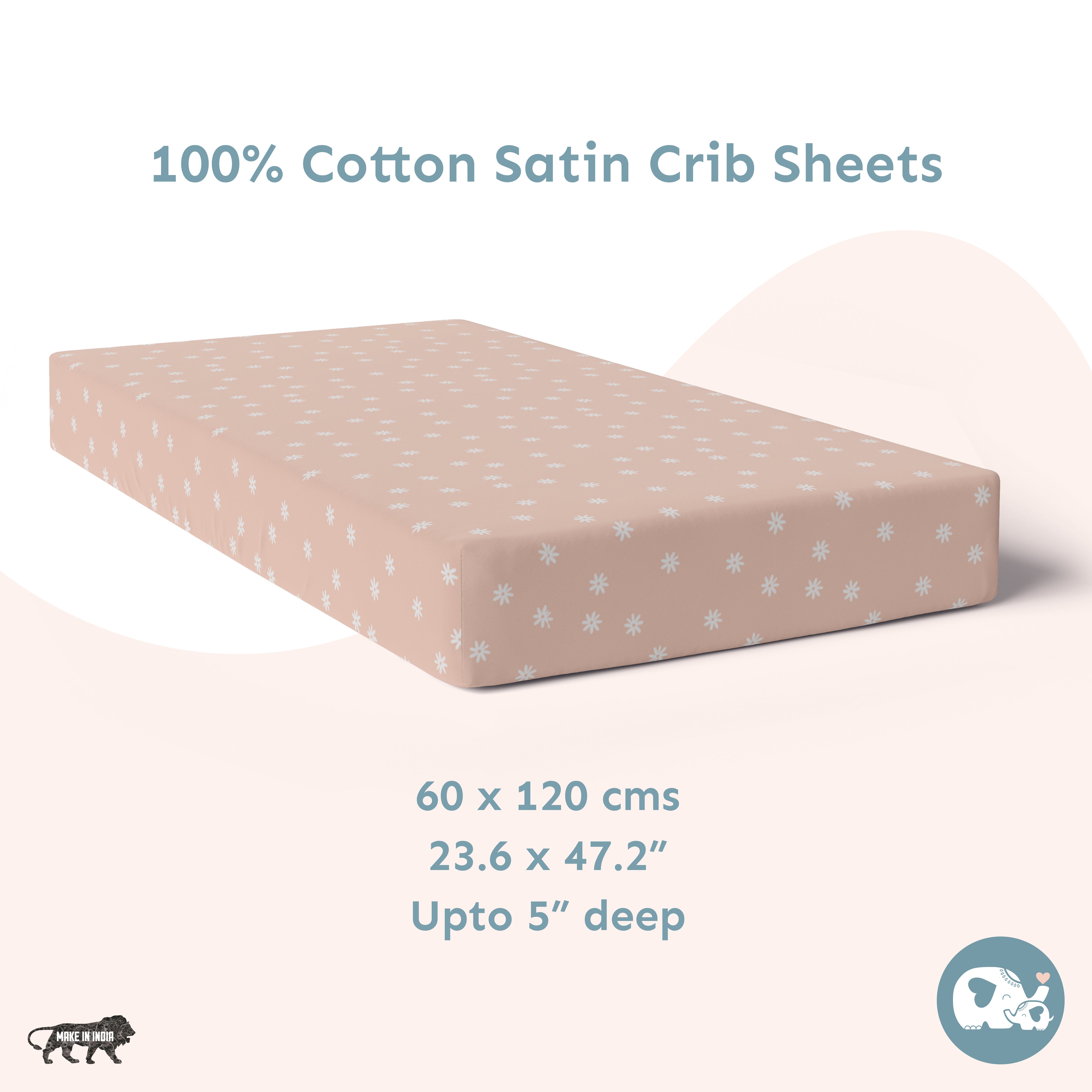 Baby Cot Fitted Sheets / 140 x 80 / Blush Daisy