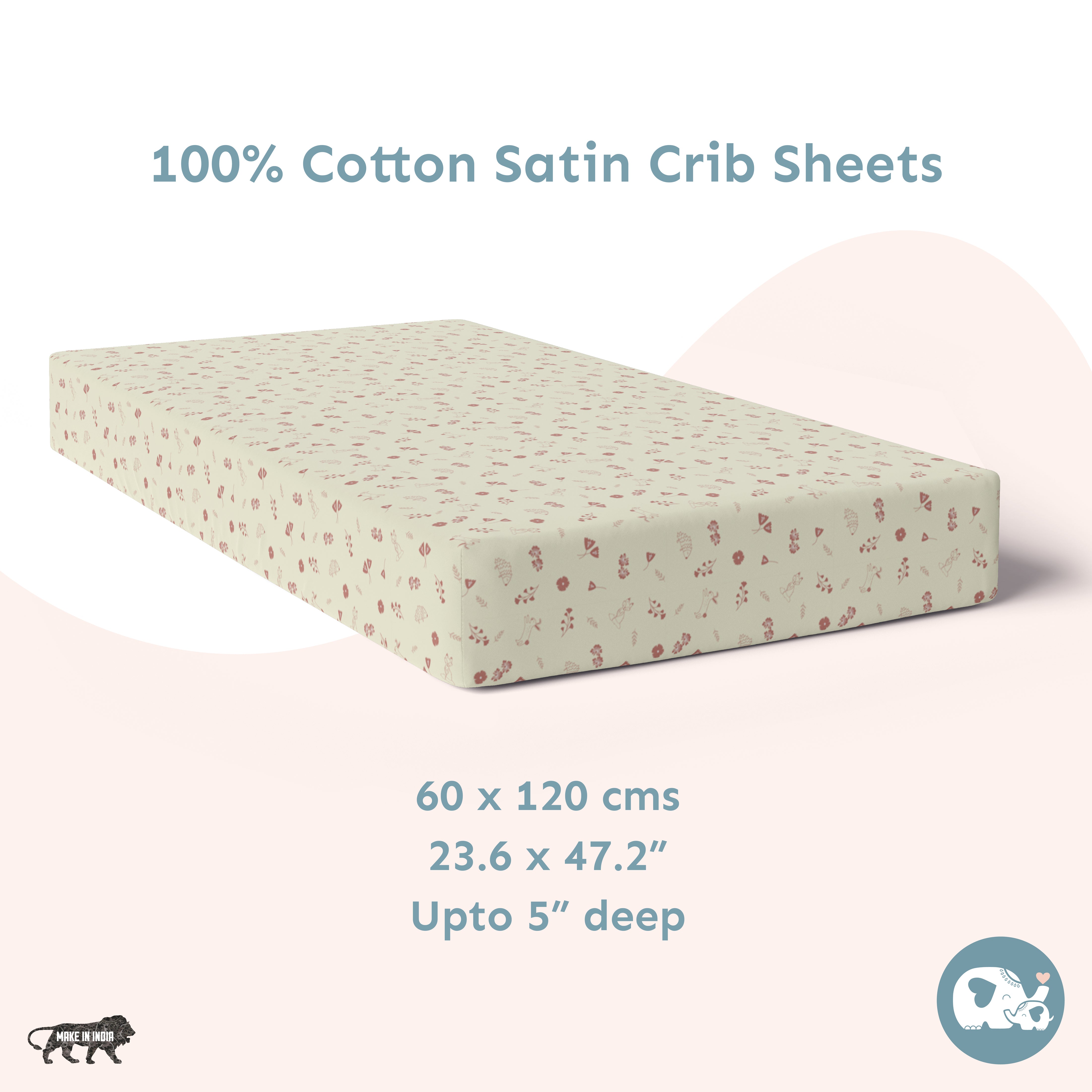 Baby Cot Fitted Sheets / 140 x 80 / Blush Hedgehog