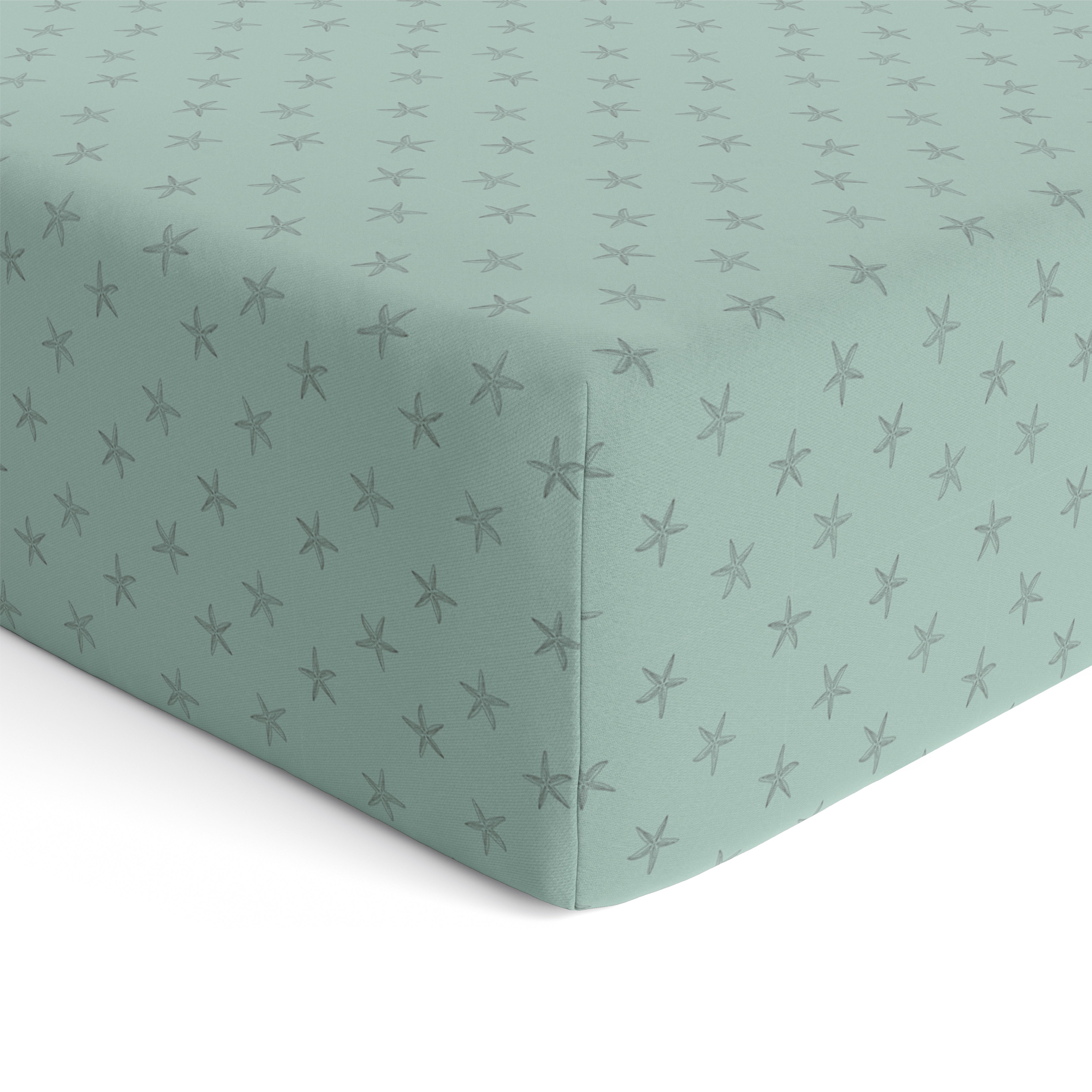 Baby Cot Fitted Sheets / 140 x 80 / Mint Starfish