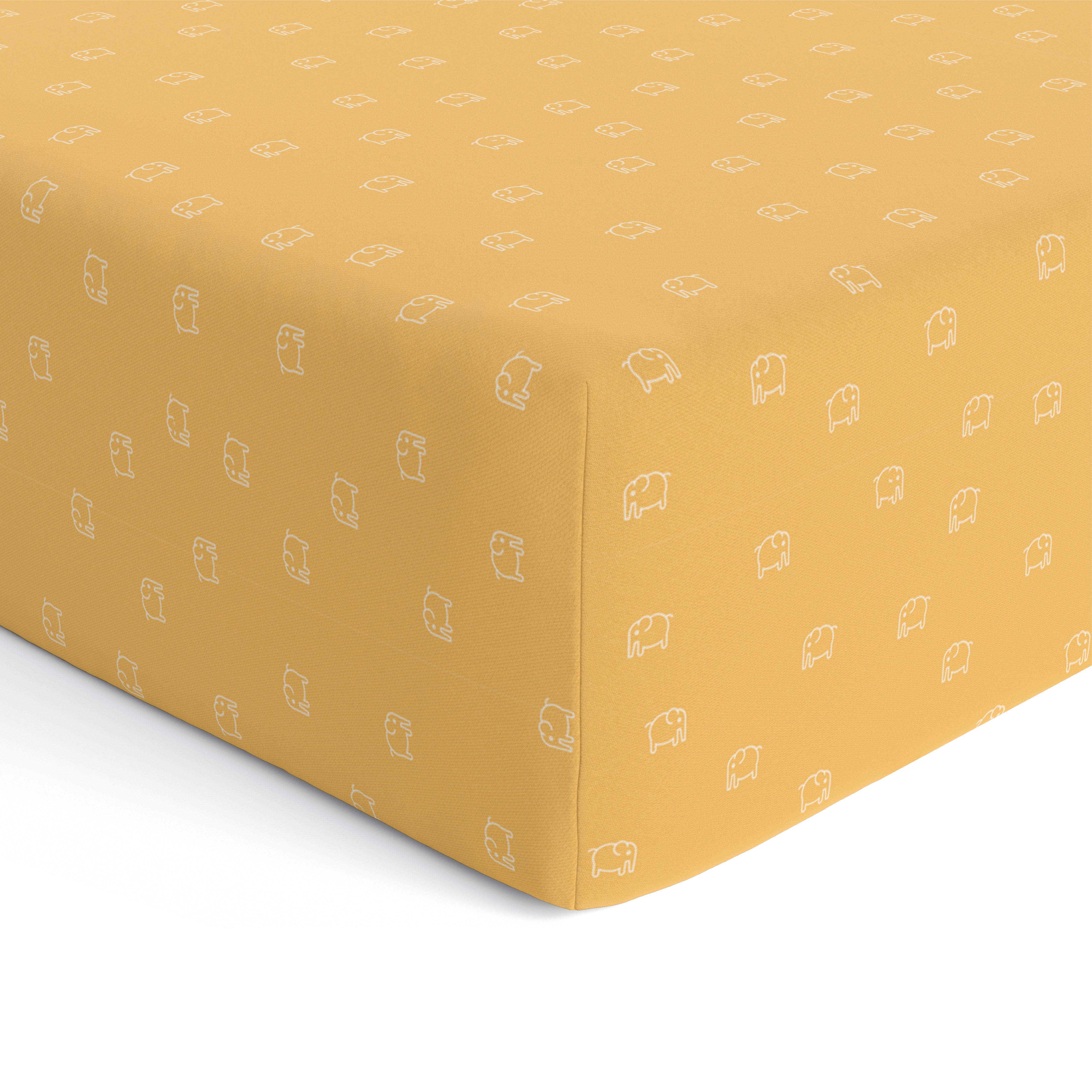 Baby Cot Fitted Sheets / 140 x 80 / Mustard Elephant