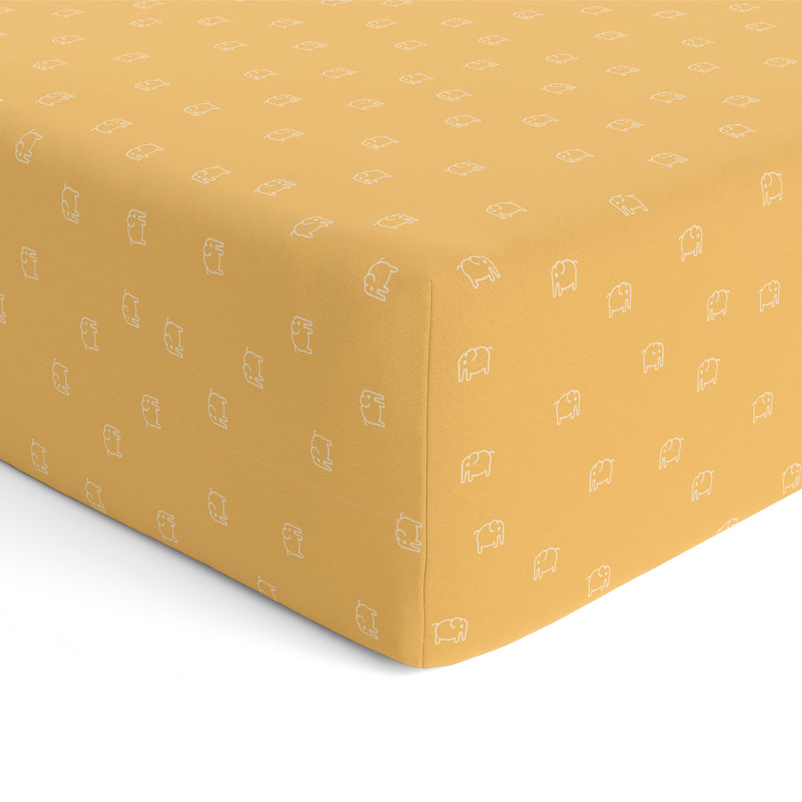 Buy Baby Cot Fitted Sheets / 140 x 80 / Mustard Elephant Online