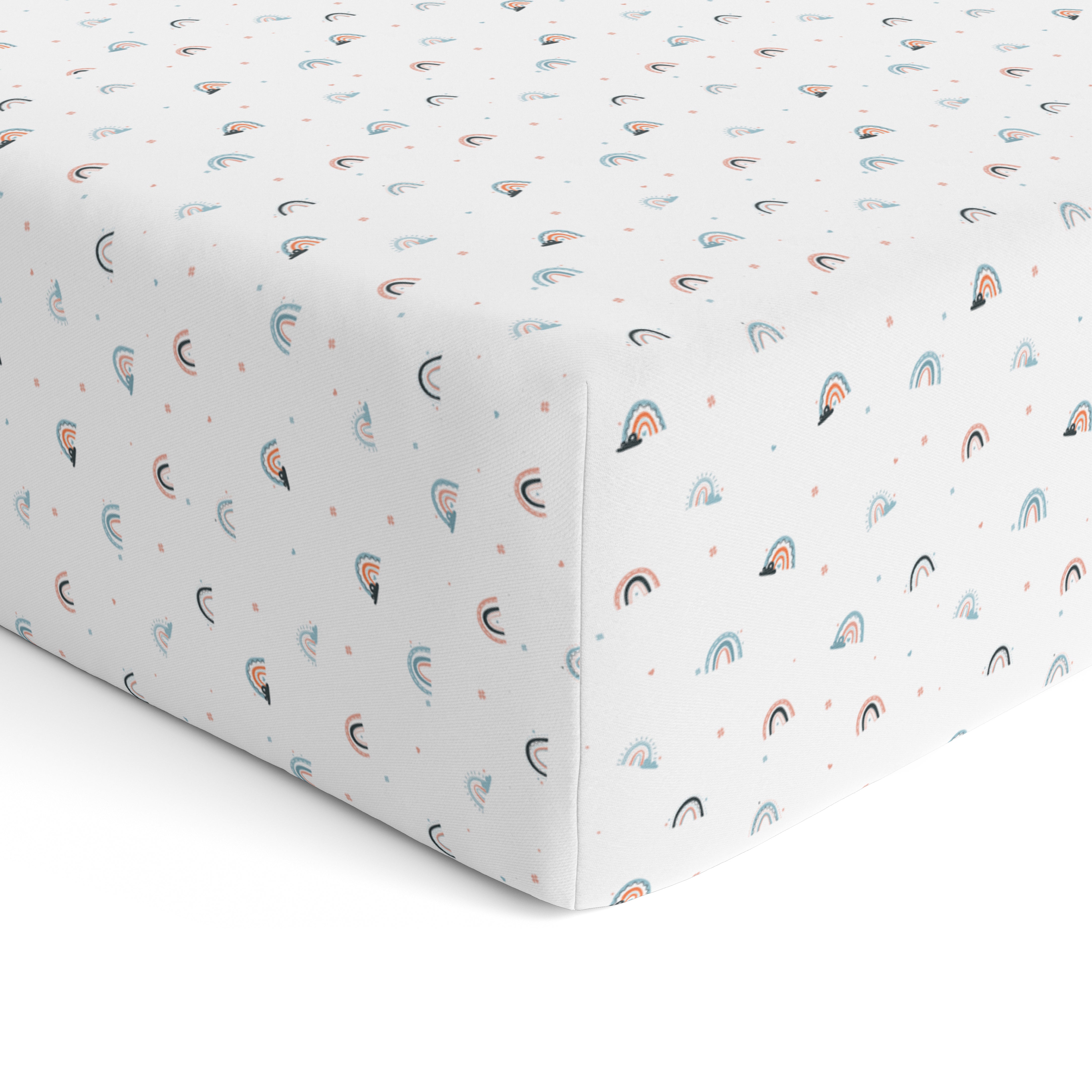 Premium Baby Cot Fitted Sheets Denim Rainbow Sadora Baby