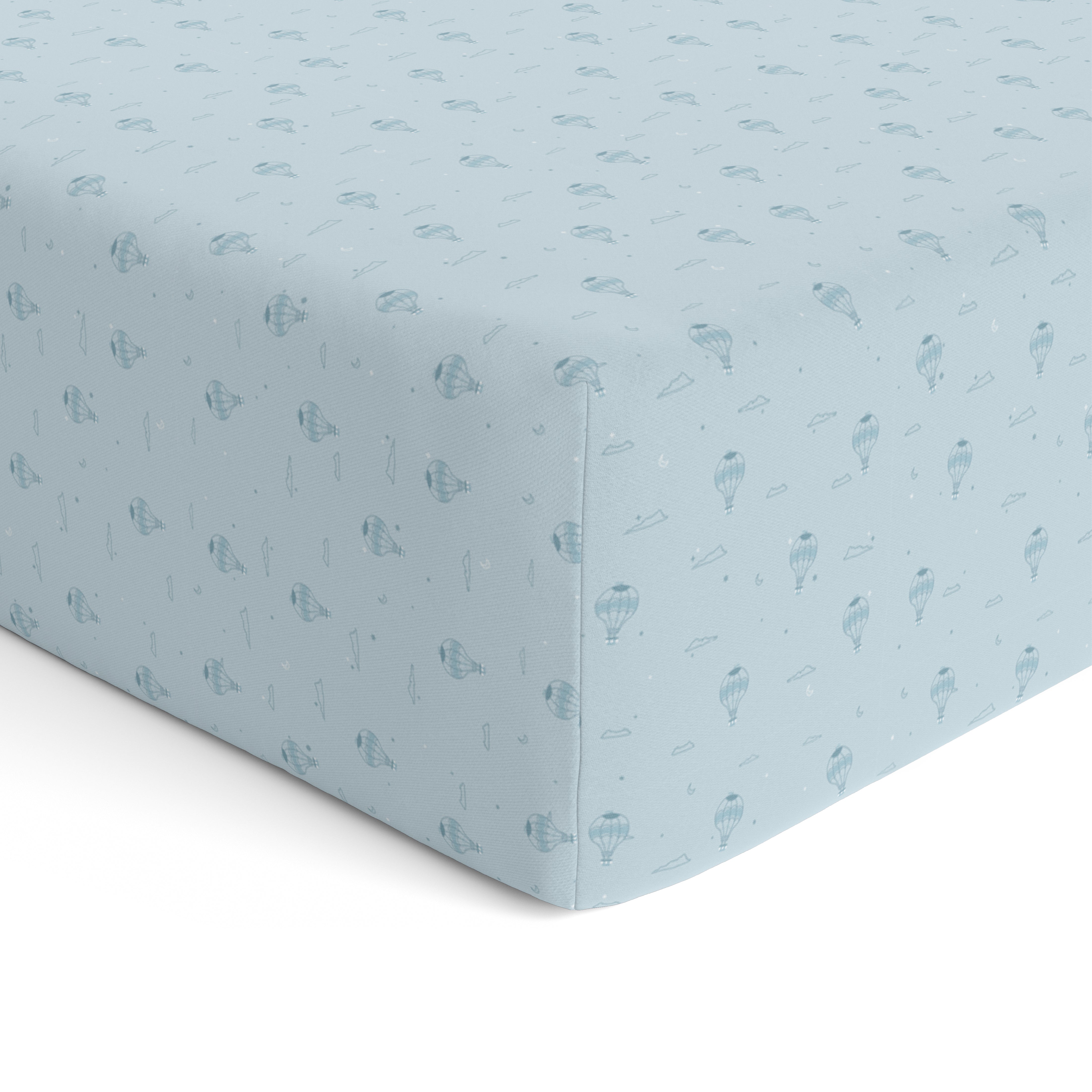Baby Cot Fitted Sheets / 140 x 80 / Denim Hot Air Balloon
