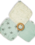 Pacifier Cloth With Wooden Ring / Starfish / Waves / Shell