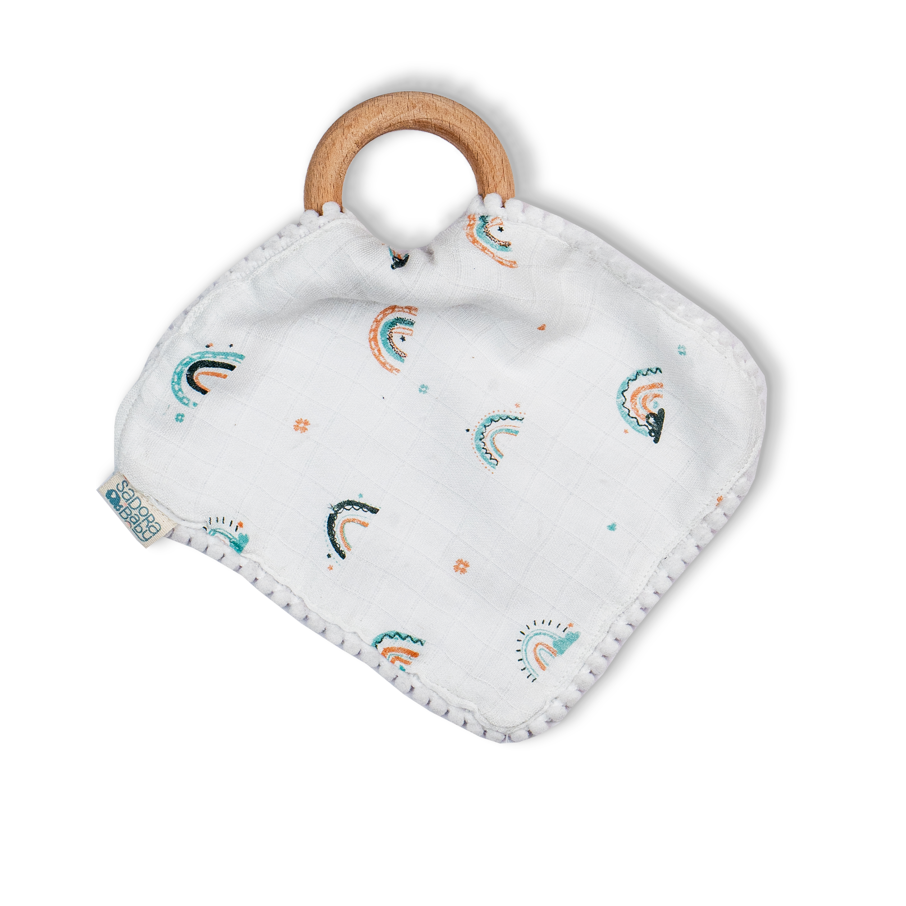 Pacifier Cloth With Wooden Ring / Aeroplane / Hot Air Balloon / Rainbow