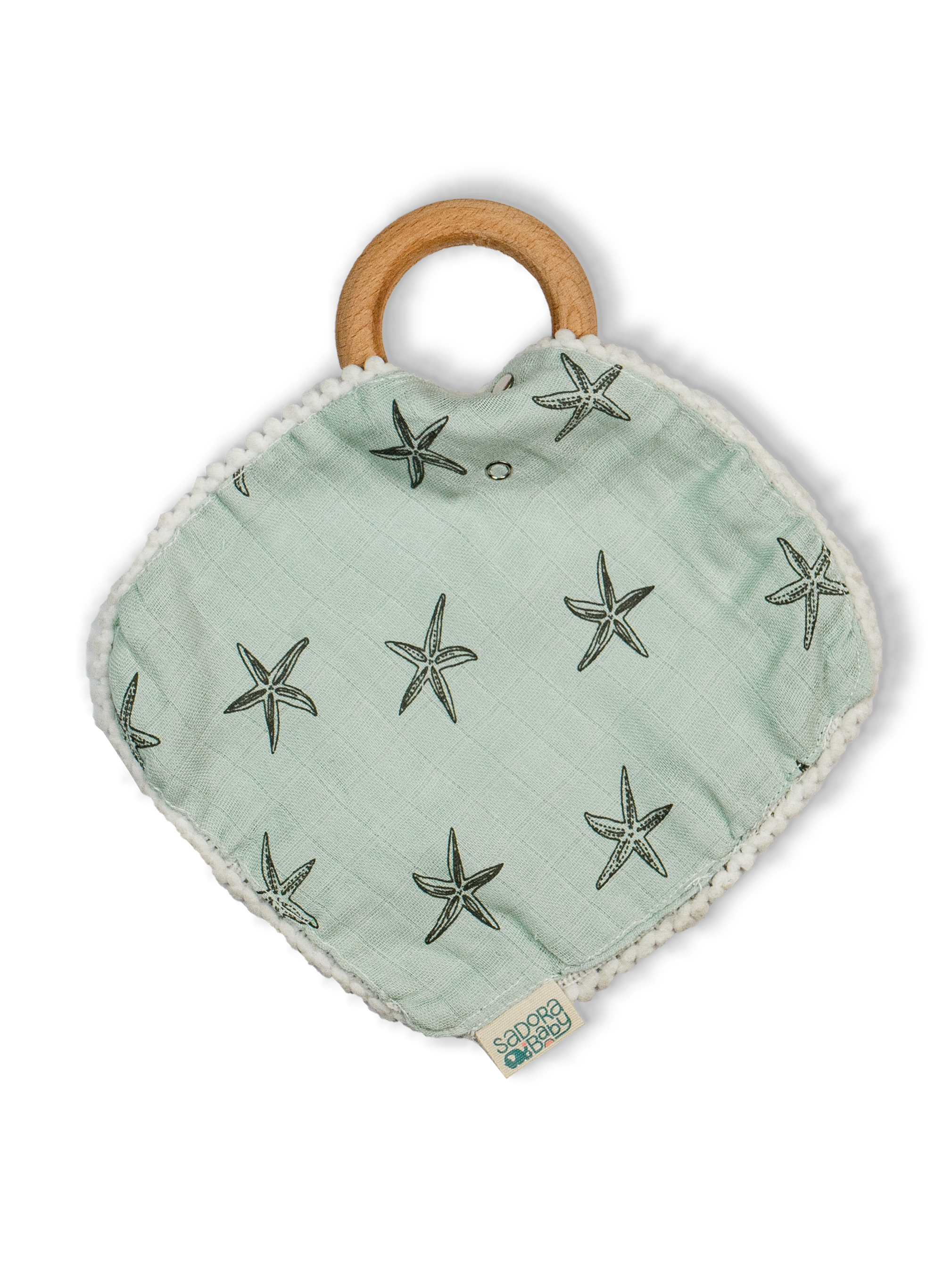 Pacifier Cloth With Wooden Ring / Starfish / Waves / Undersea