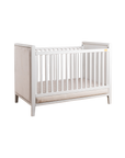 Wooden Cot With Velvet Upholstery - White Duco