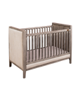 Wooden Cot With Velvet Upholstery - Ash Grey
