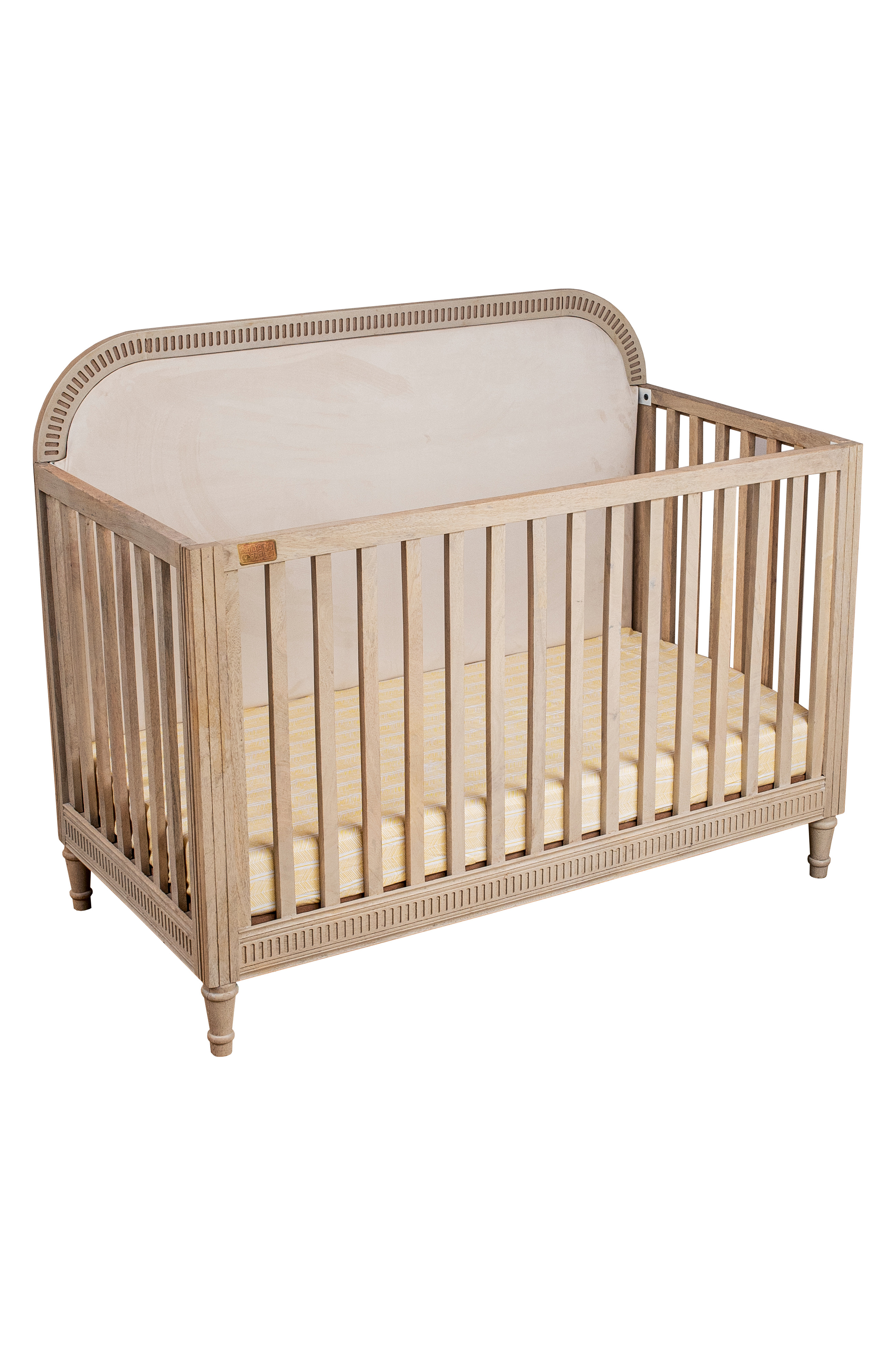 Wooden Cot With Headboard - Oat Finish
