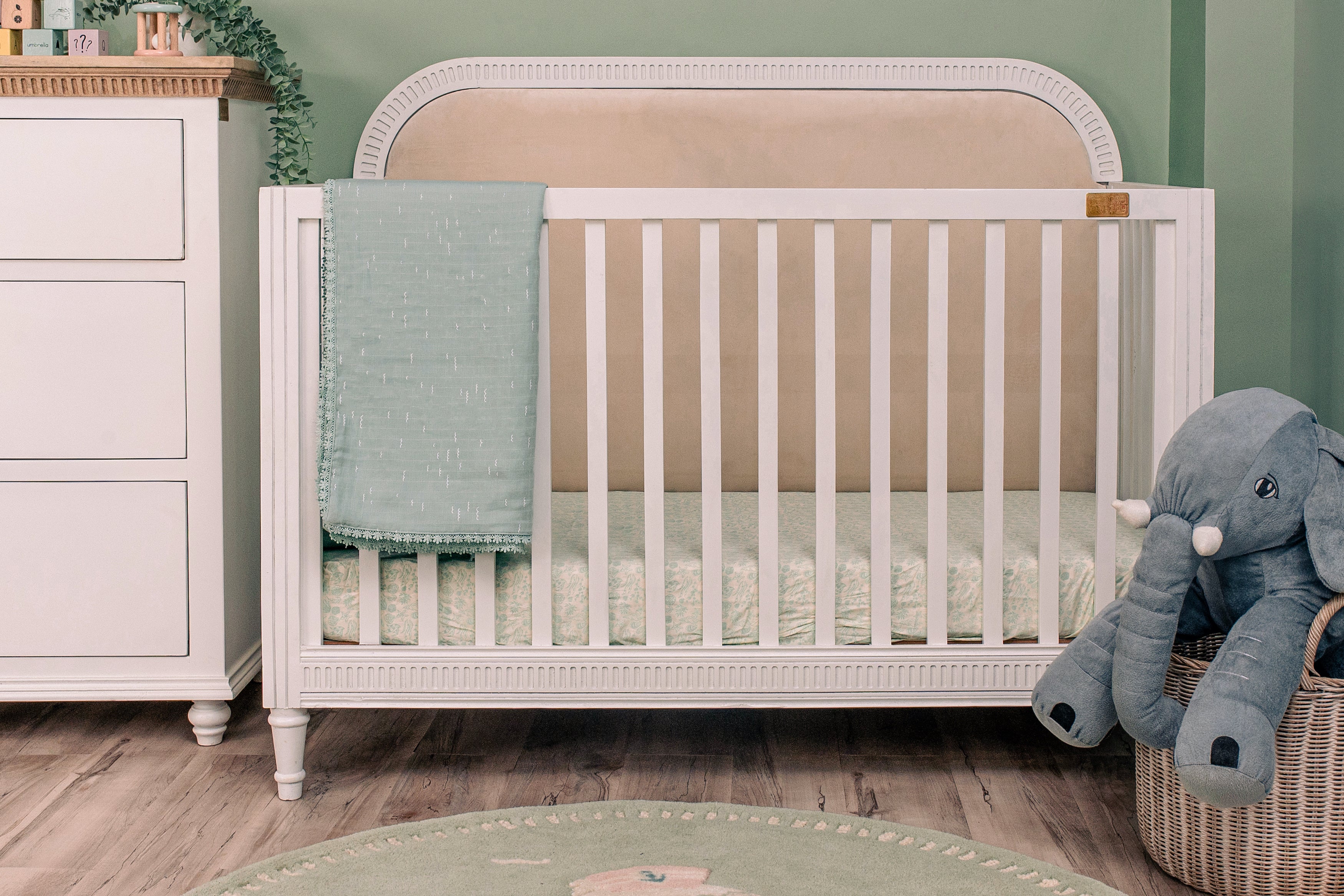 Wooden Cot With Headboard - White Duco